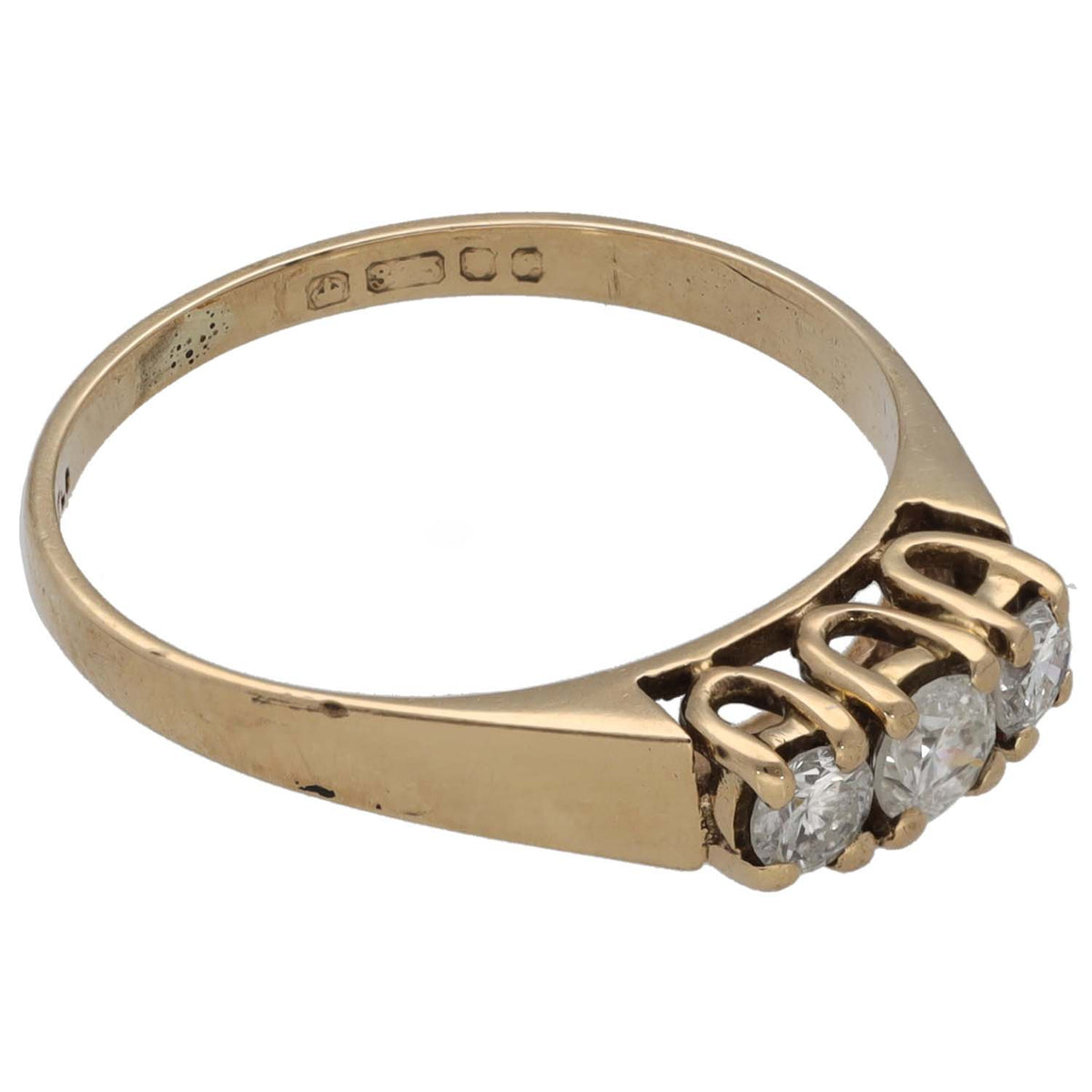 9ct Gold 0.24ct Diamond Trilogy Ring Size K