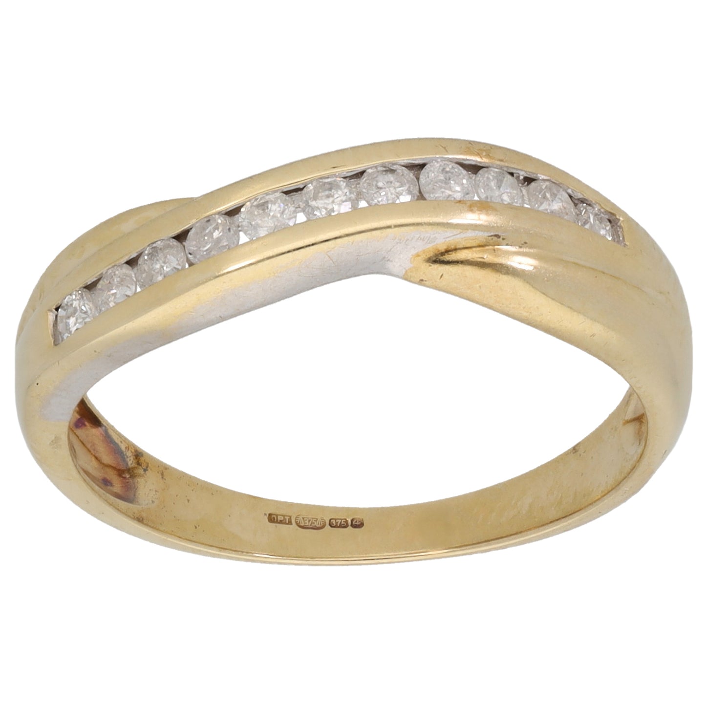9ct Gold 0.25ct Diamond Half Eternity Ring Size O