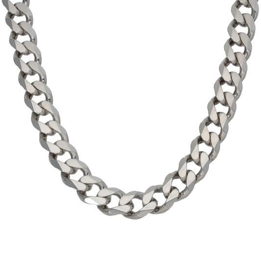 Sterling silver curb chain necklace with flat link links, 20 inch length