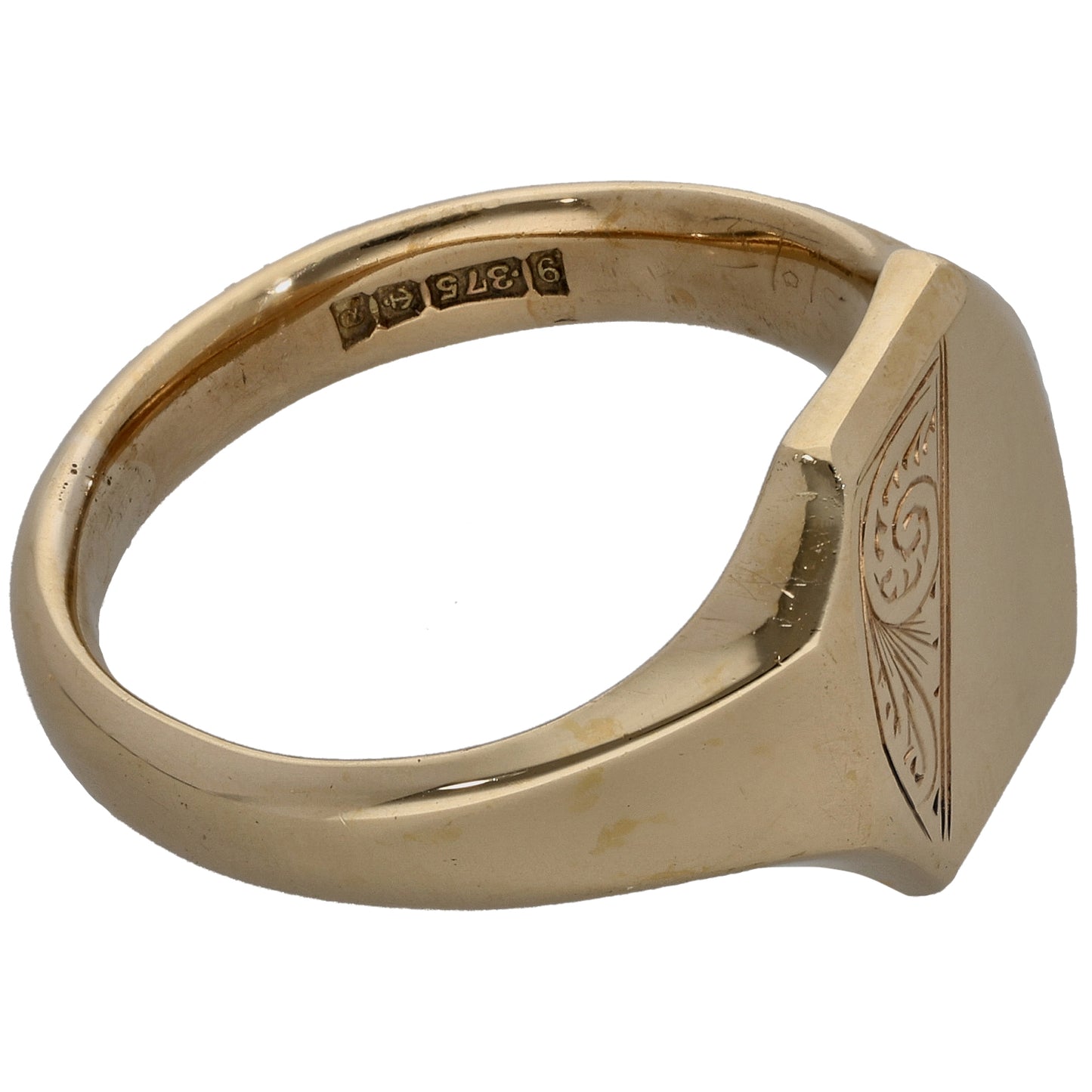 9ct Gold Patterned Signet Ring Size T