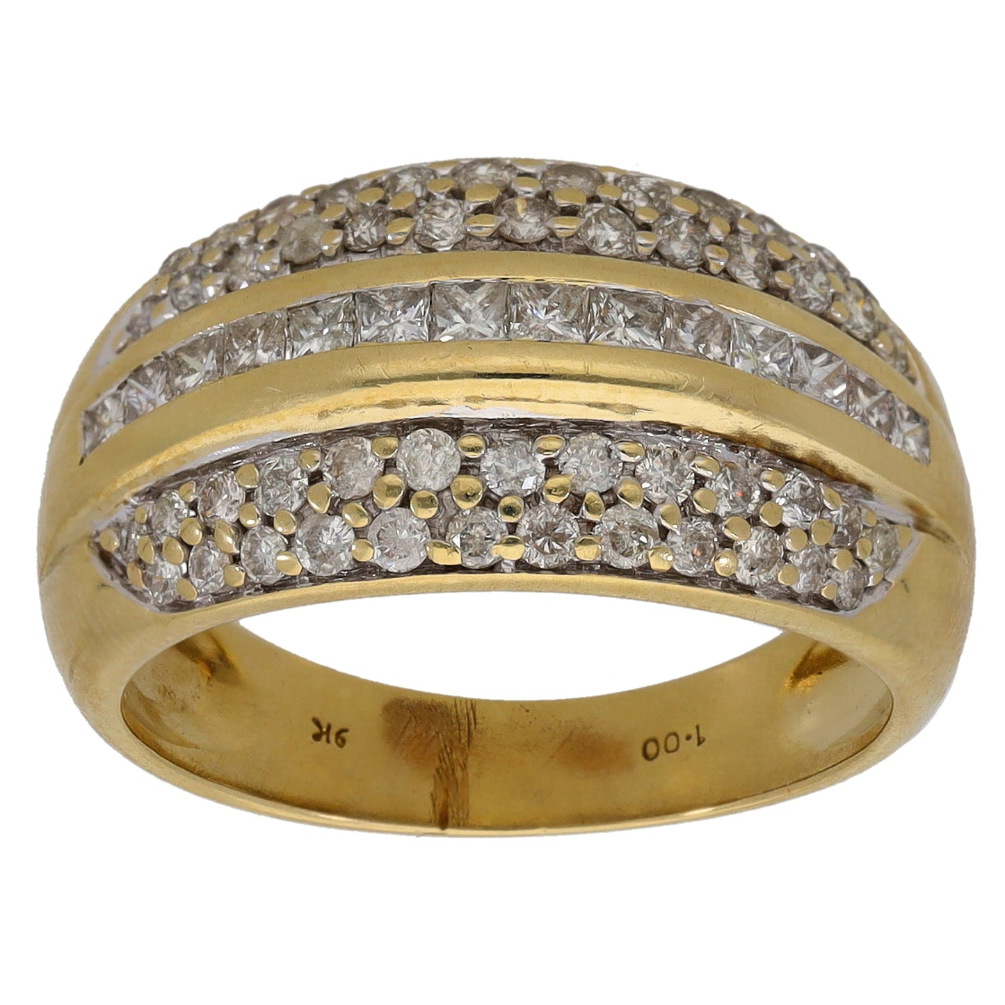 9ct Gold 0.95ct Diamond Dress/Cocktail Ring Size P
