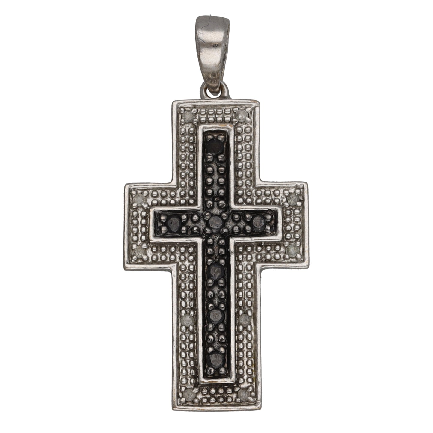9ct White Gold 0.05ct Diamond Cross Pendant