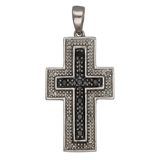 9ct White Gold 0.05ct Diamond Cross Pendant