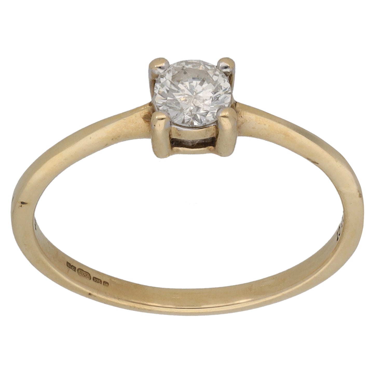 9ct Gold 0.33ct Diamond Solitaire Ring Size P
