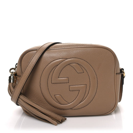 Gucci Soho Disco Pebbled Calfskin Leather Bag - Camelia