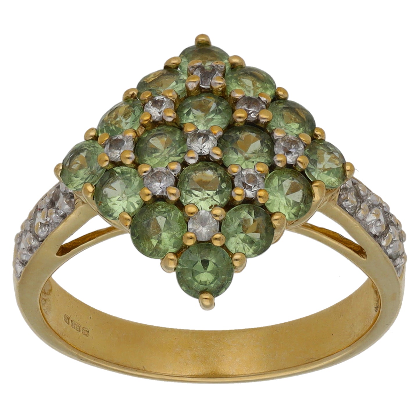 9ct Gold Sapphire & White Sapphire Dress/Cocktail Ring Size N
