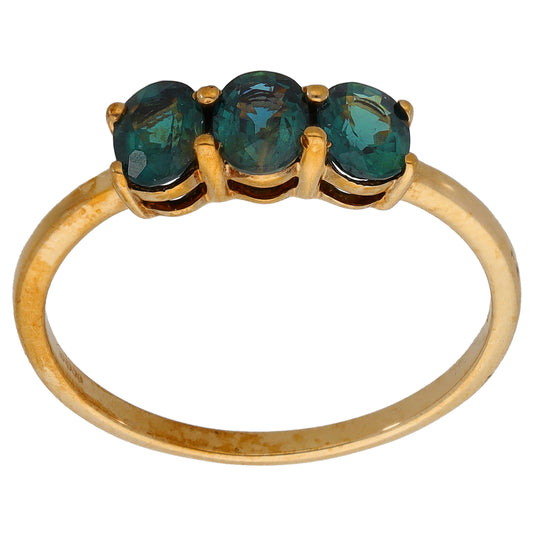9ct Gold Sapphire Trilogy Ring Size Q