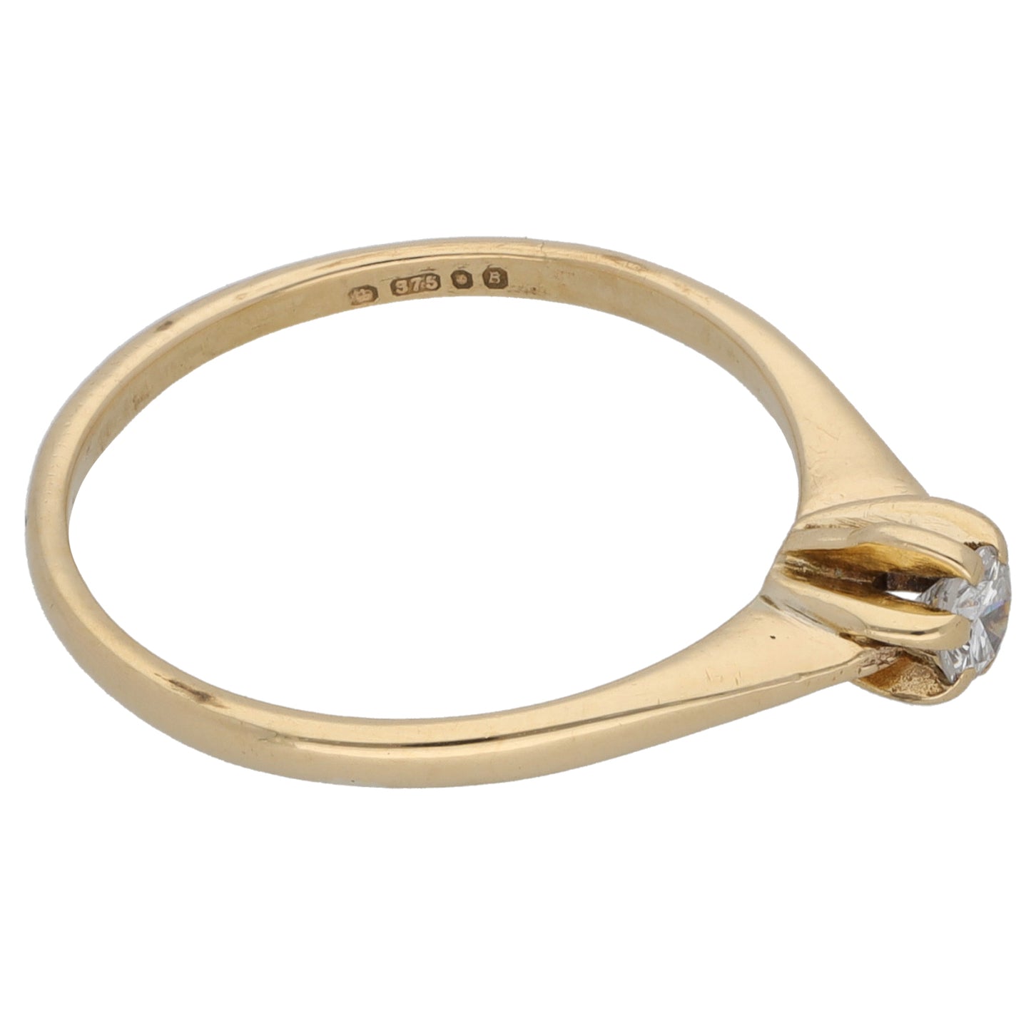 9ct Gold 0.15ct Diamond Solitaire Ring Size M