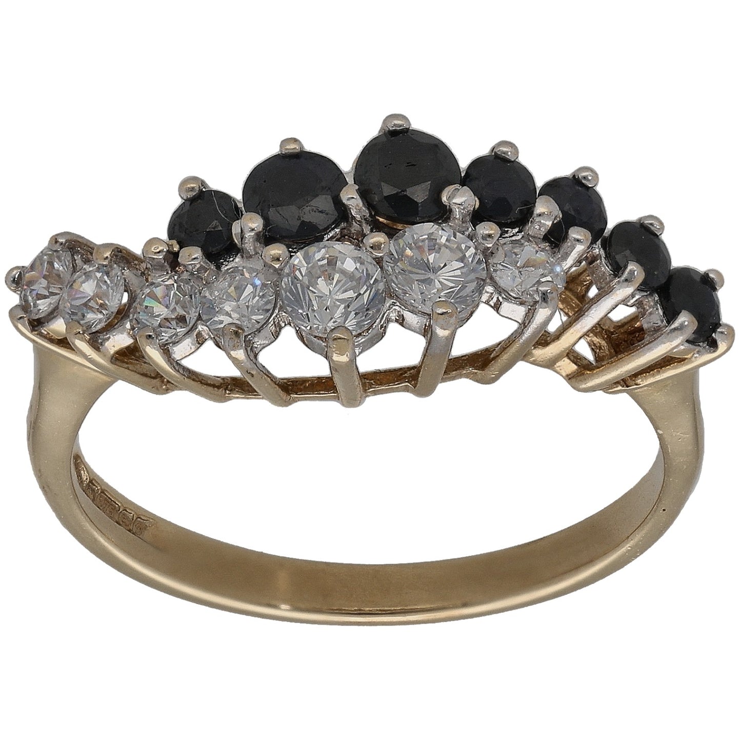 9ct Gold Sapphire & Cubic Zirconia Dress/Cocktail Ring Size N