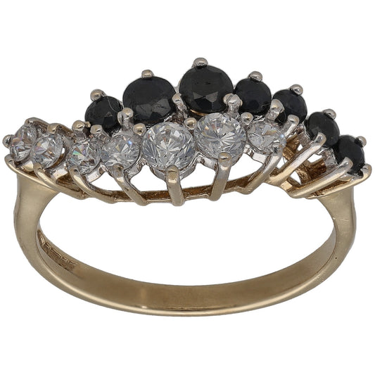 9ct Gold Sapphire & Cubic Zirconia Dress/Cocktail Ring Size N