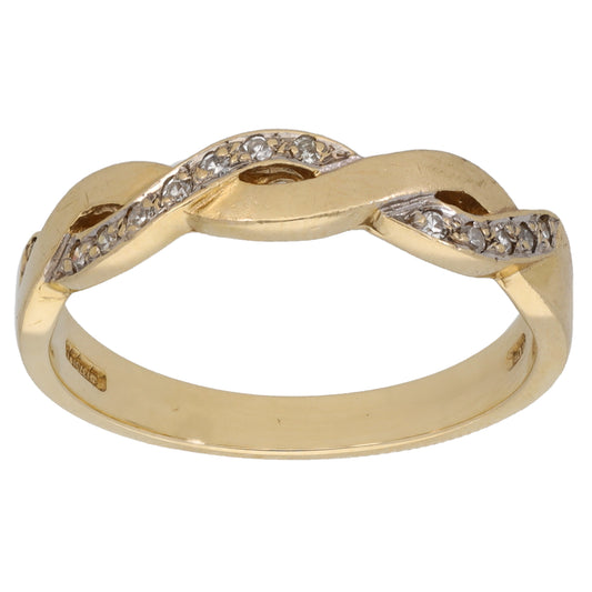 9ct Gold 0.15ct Diamond Half Eternity Ring Size O