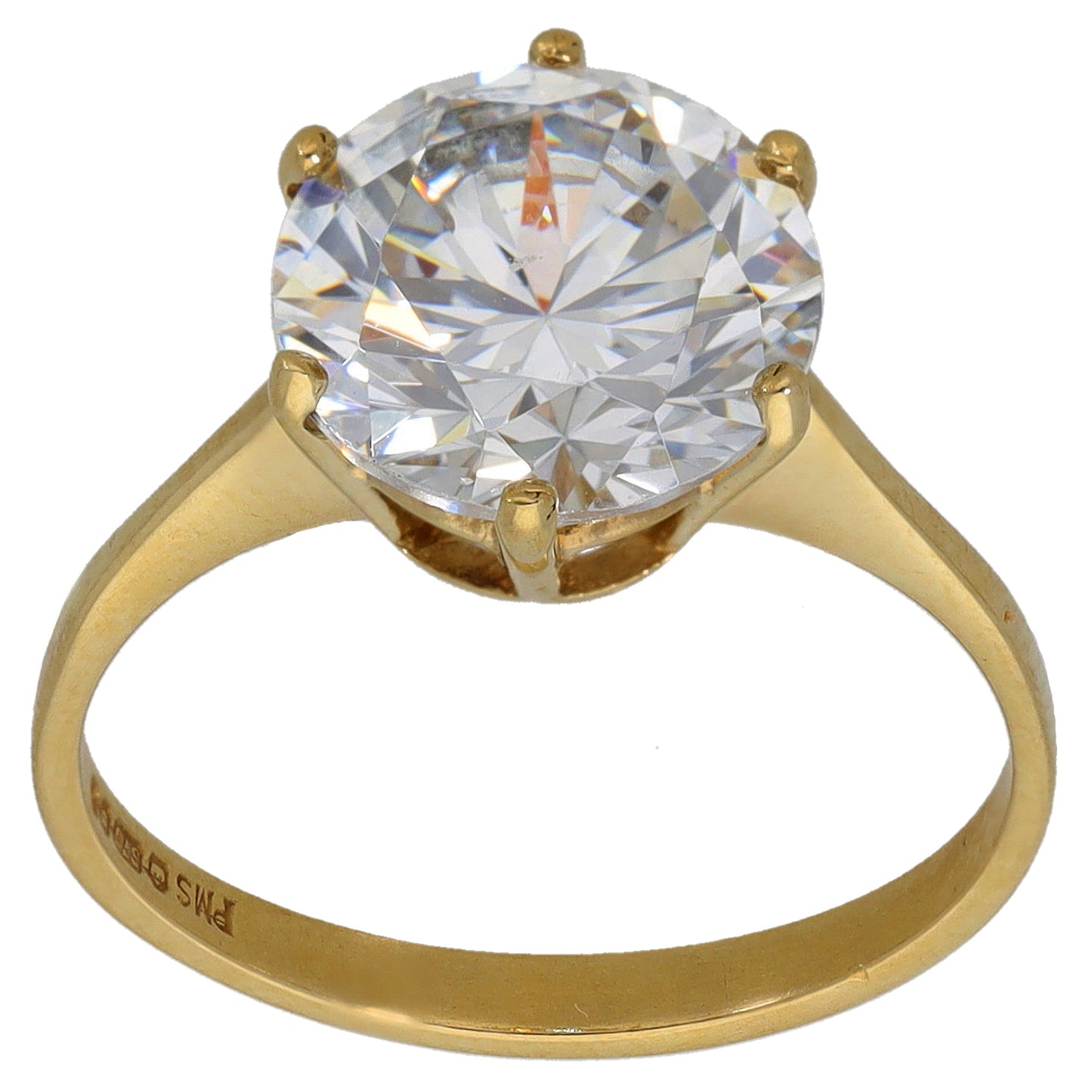 9ct Gold Cubic Zirconia Single Stone Ring Size N