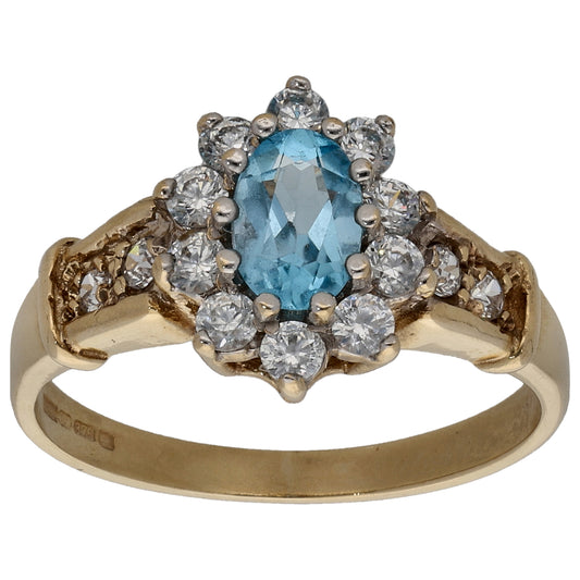 9ct Gold Topaz & Cubic Zirconia Dress/Cocktail Ring Size L