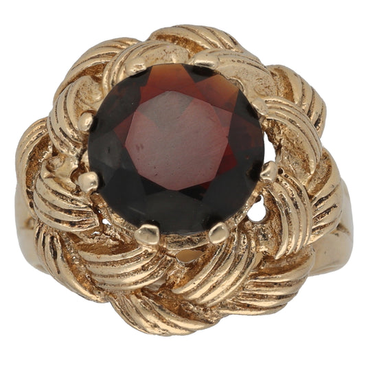 9ct Gold Garnet Single Stone Ring Size P