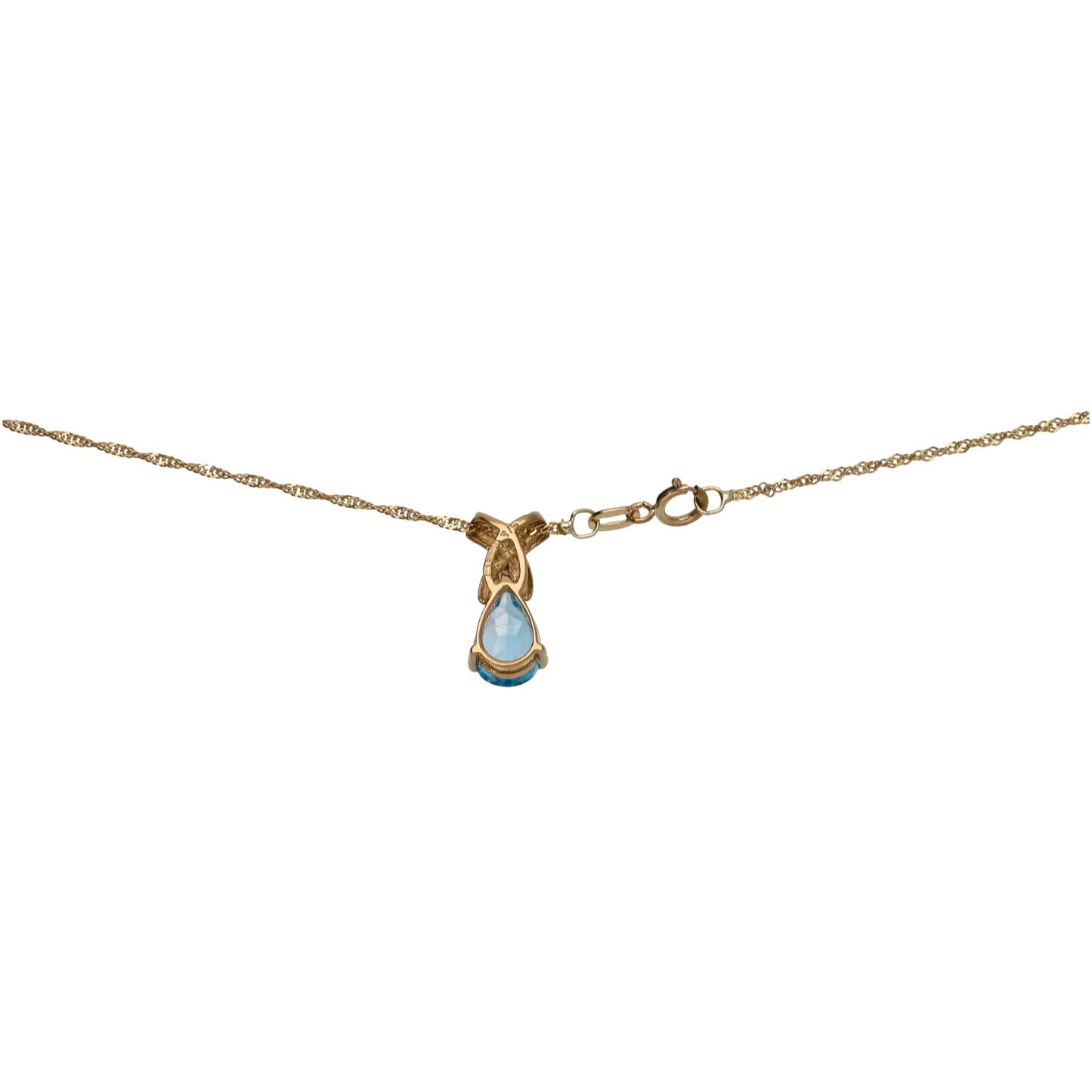 9ct Gold Topaz Single Stone Pendant With Chain