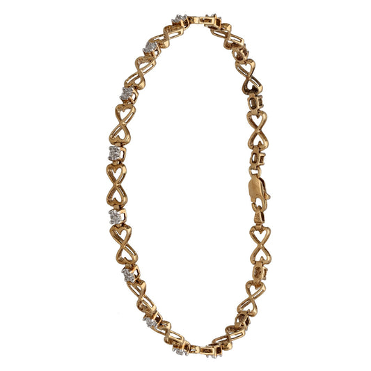 9ct Gold 0.065ct Diamond Fancy Stone Set Bracelet
