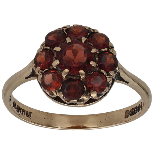 9ct Gold Garnet Single Stone Ring With Accents Size O