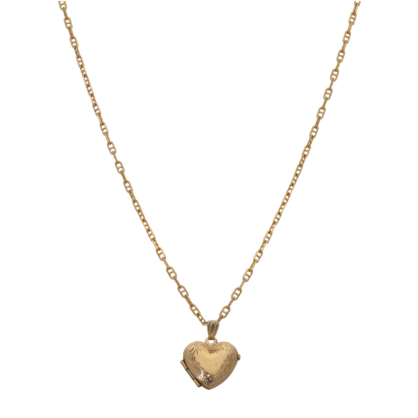 9ct Gold Heart Locket Pendant With Chain