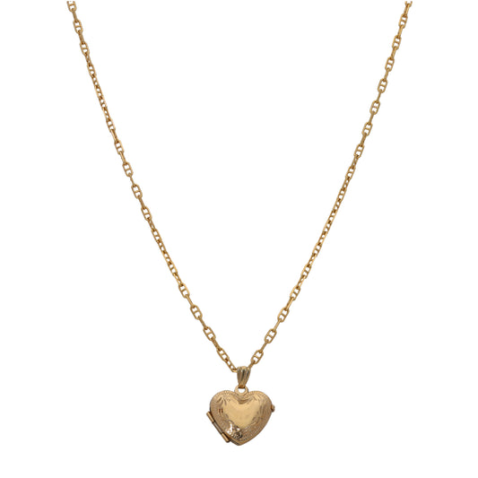 9ct Gold Heart Locket Pendant With Chain