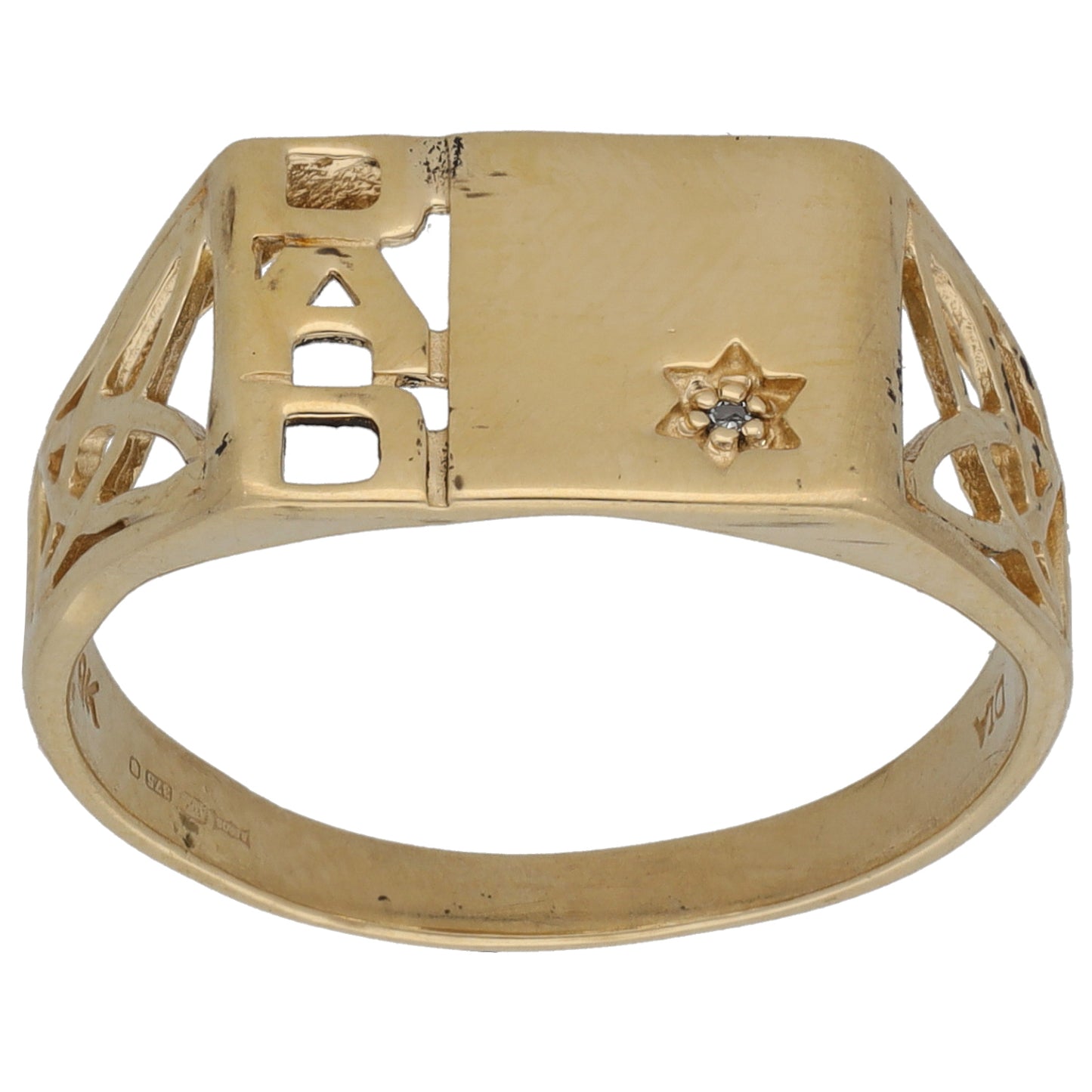 9ct Gold 0.005ct Diamond Single Stone Dad Ring Size R