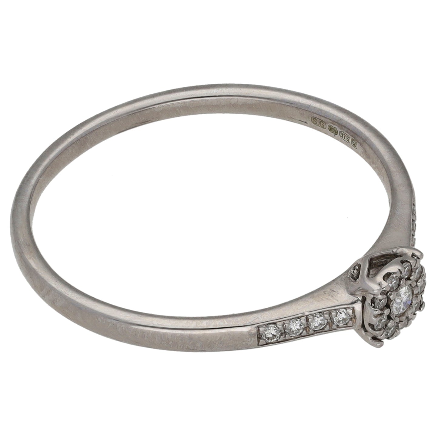 9ct White Gold 0.10ct Diamond Cluster Ring Size R