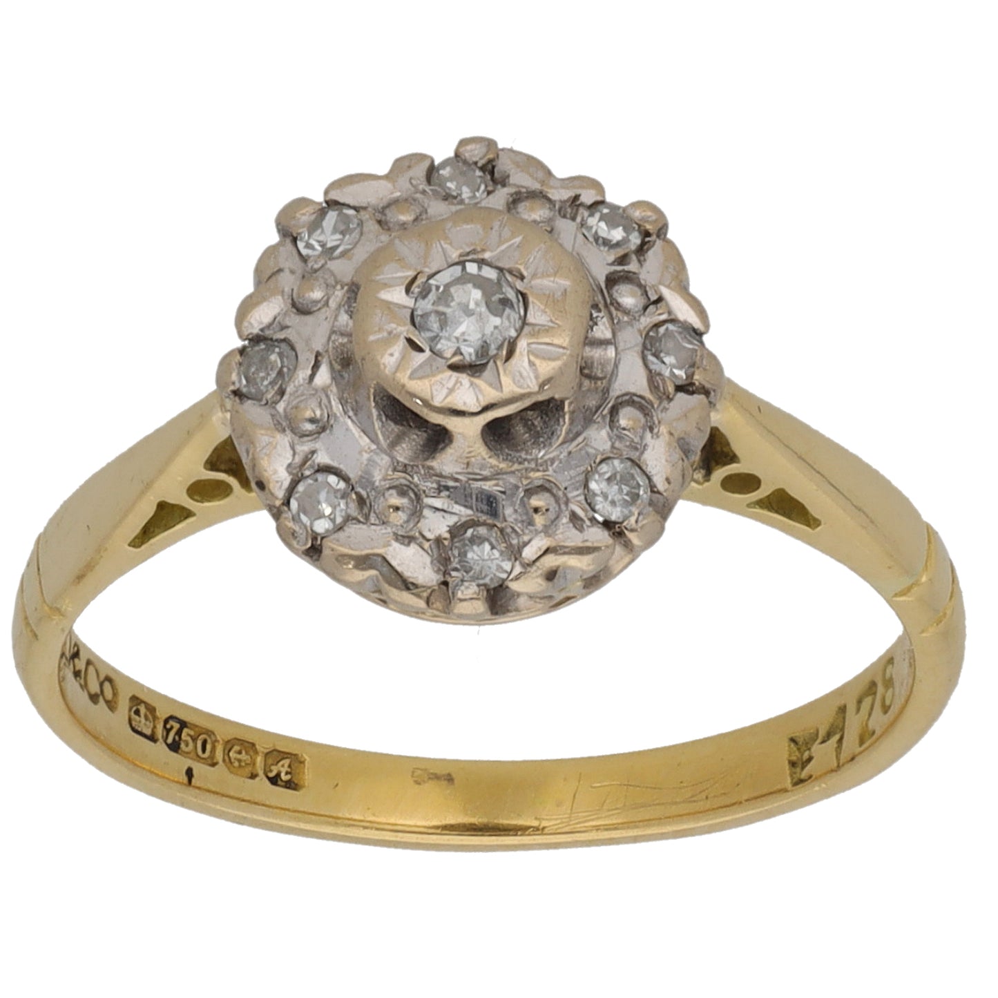 9ct White Gold 0.07ct Diamond Cluster Ring Size L