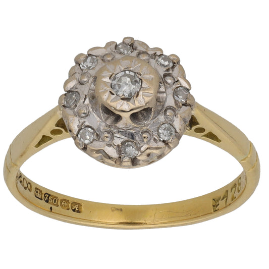 9ct White Gold 0.07ct Diamond Cluster Ring Size L