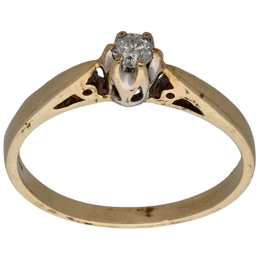 9ct Gold 0.10ct Diamond Solitaire Ring Size M