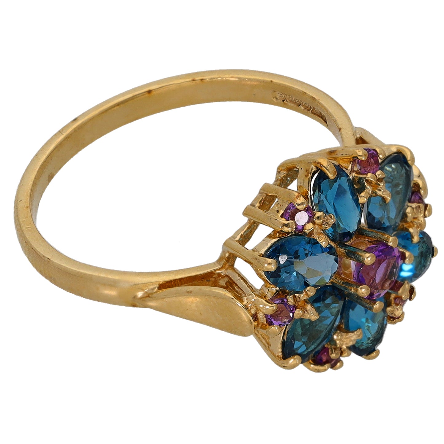 9ct Gold Amethyst & Topaz Dress/Cocktail Ring Size P