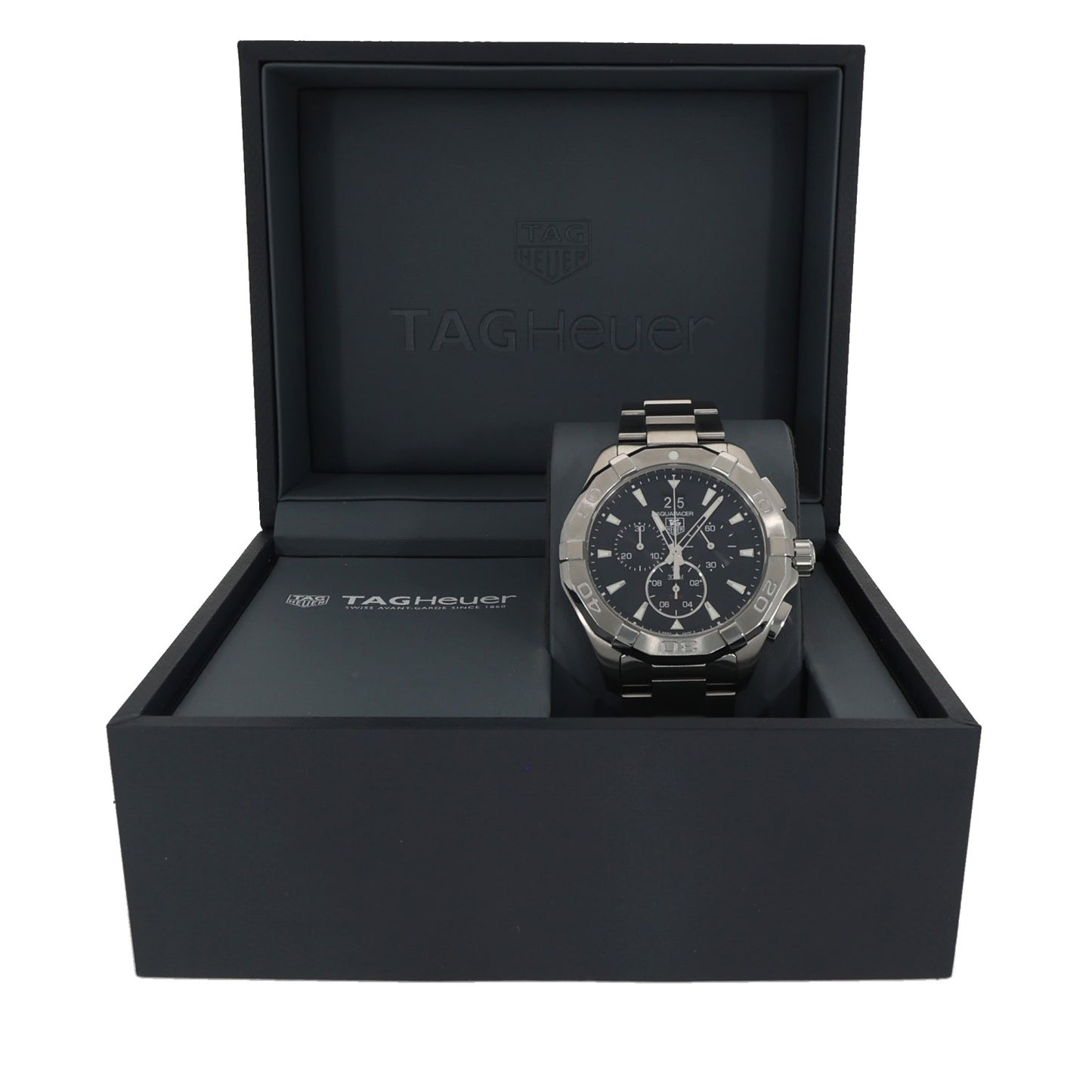 Tag Heuer Aquaracer CAY1110-0, black dial with sub dials, with a stainless steel case, crown and bracelet, in black box