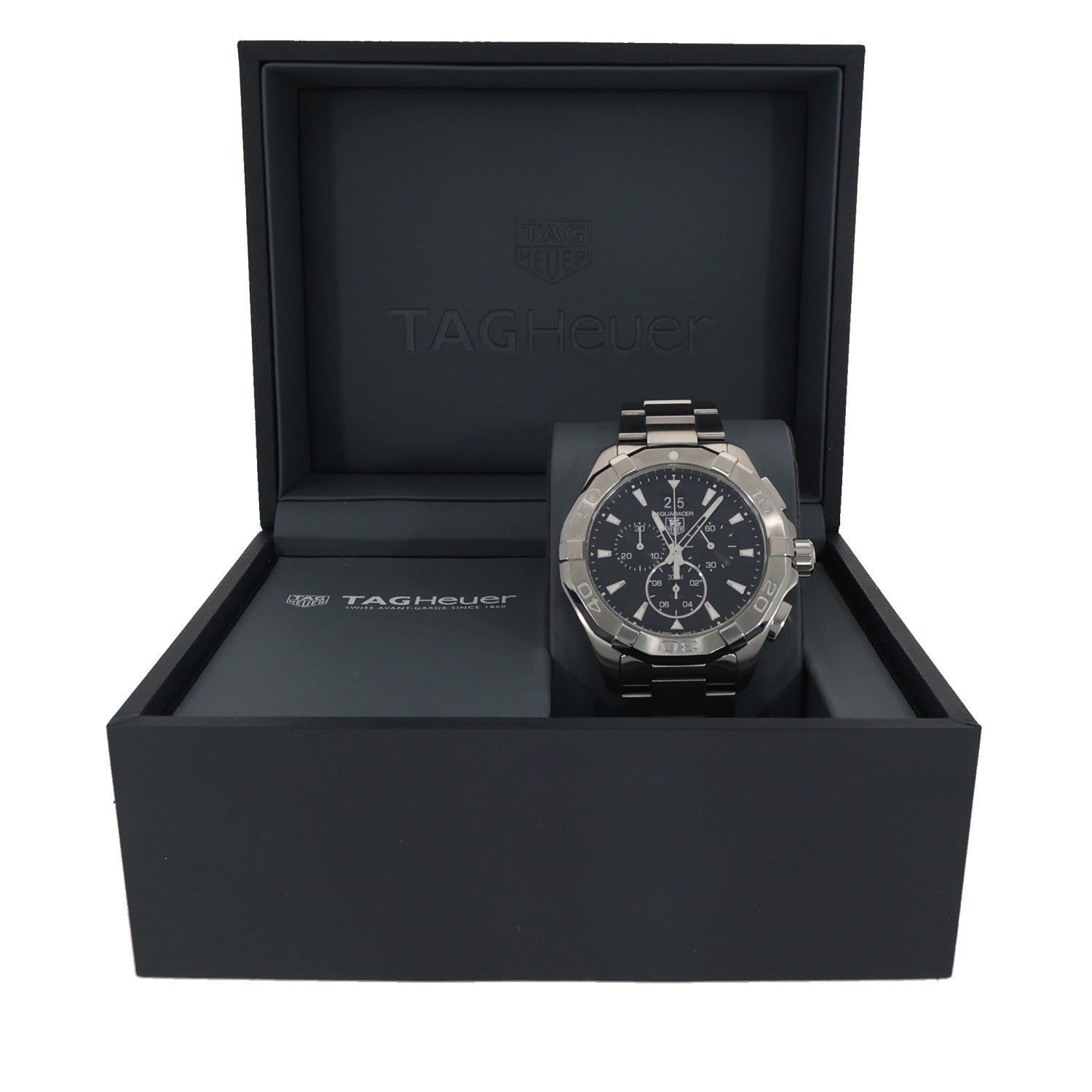 Tag Heuer Aquaracer CAY1110-0, black dial with sub dials, with a stainless steel case, crown and bracelet, in black box