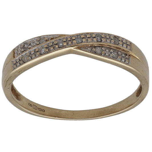 9ct Gold 0.05ct Diamond Half Eternity Ring Size N