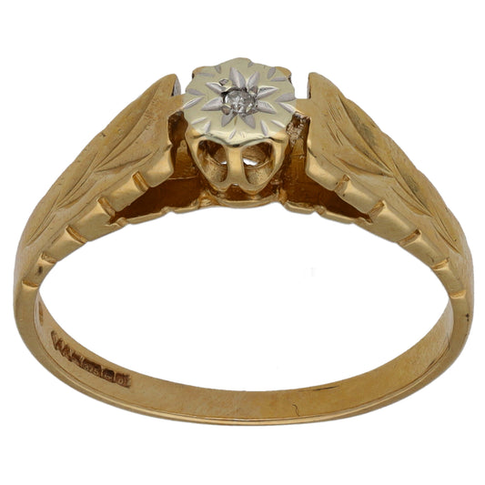 9ct Gold 0.02ct Diamond Solitaire Ring Size O