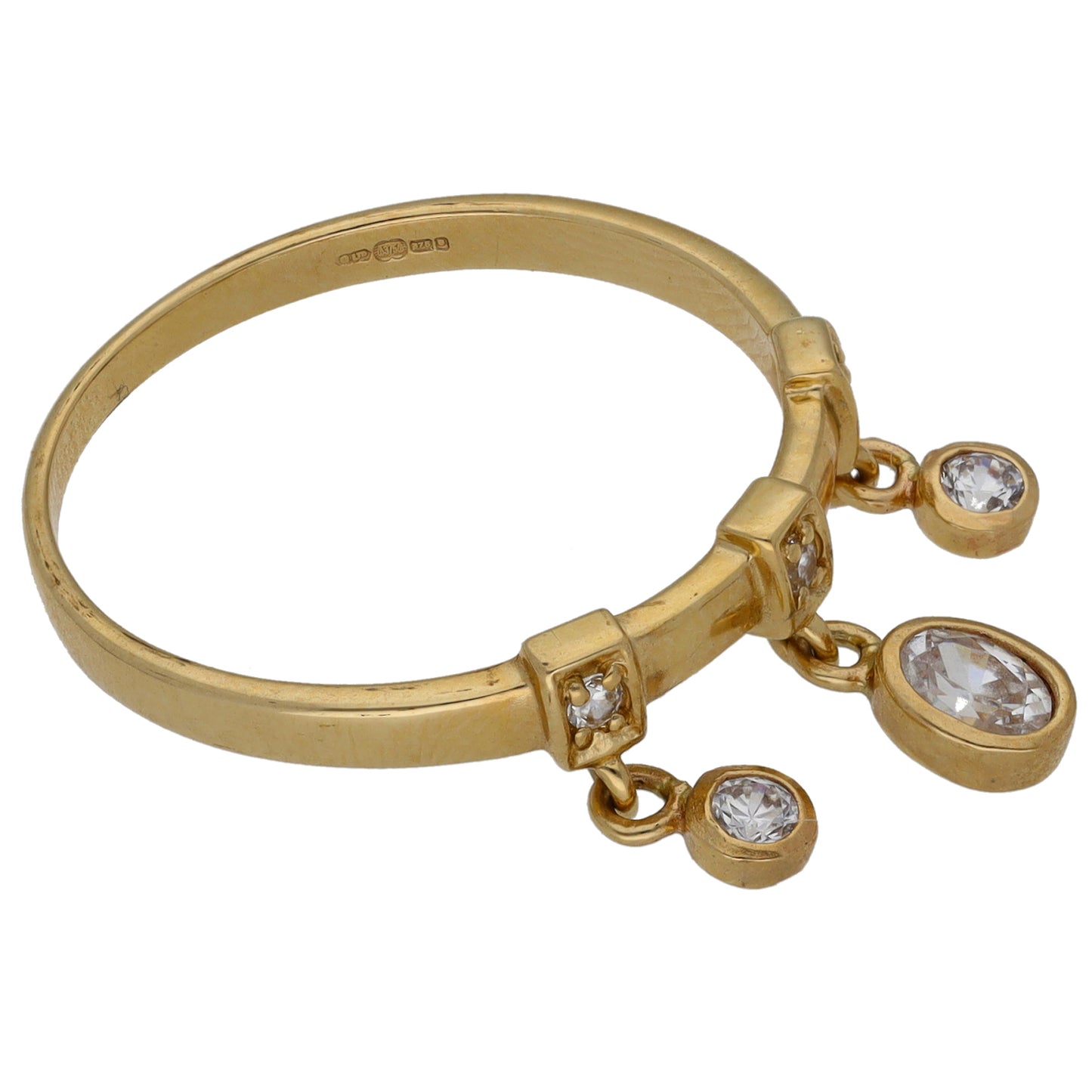 9ct Gold Cubic Zirconia Dress/Cocktail Ring Size P