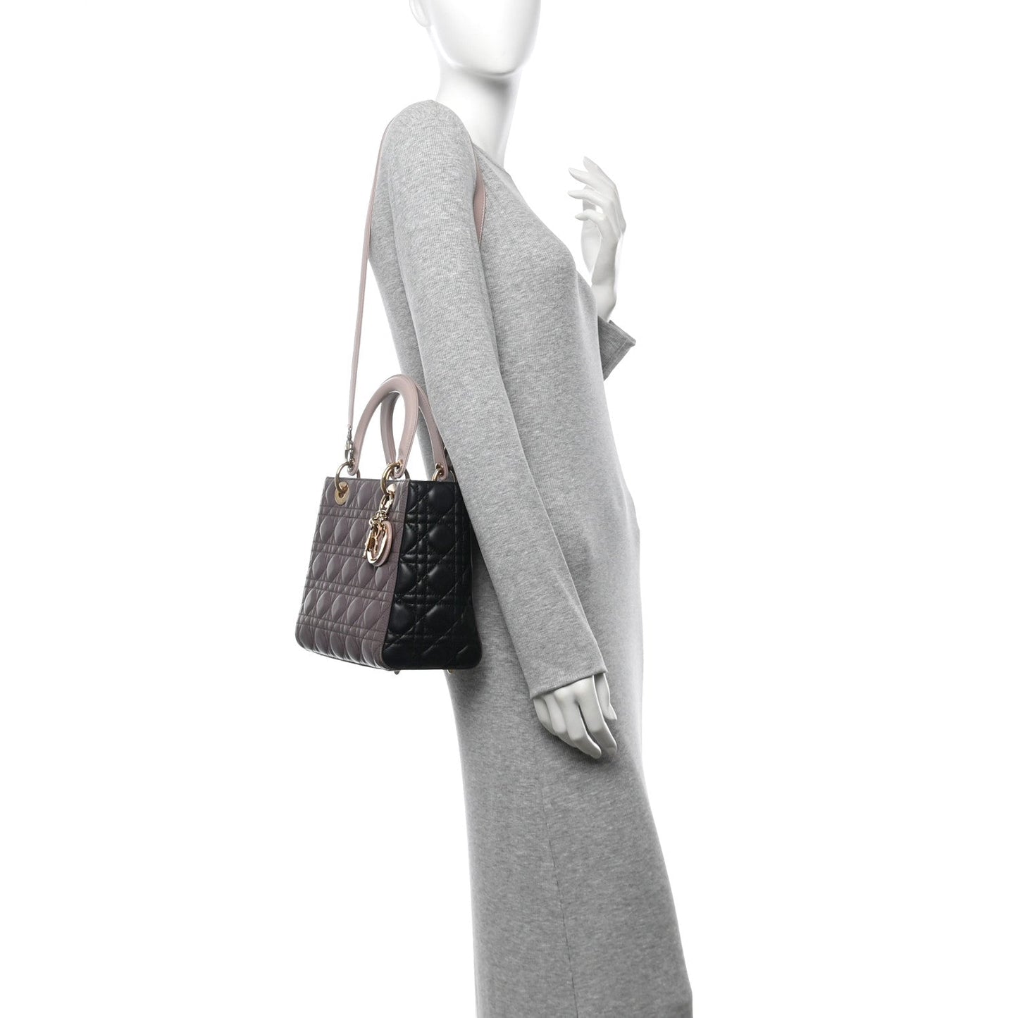 Christian Dior Lady Dior Cannage Lambskin Leather Bag - Taupe