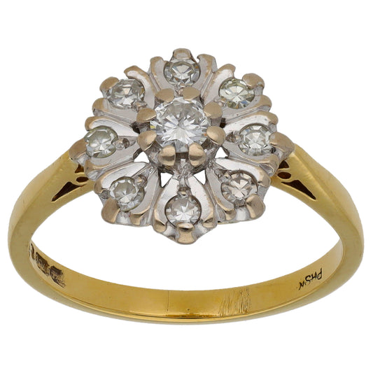 18ct Gold 0.34ct Diamond Cluster Ring Size L