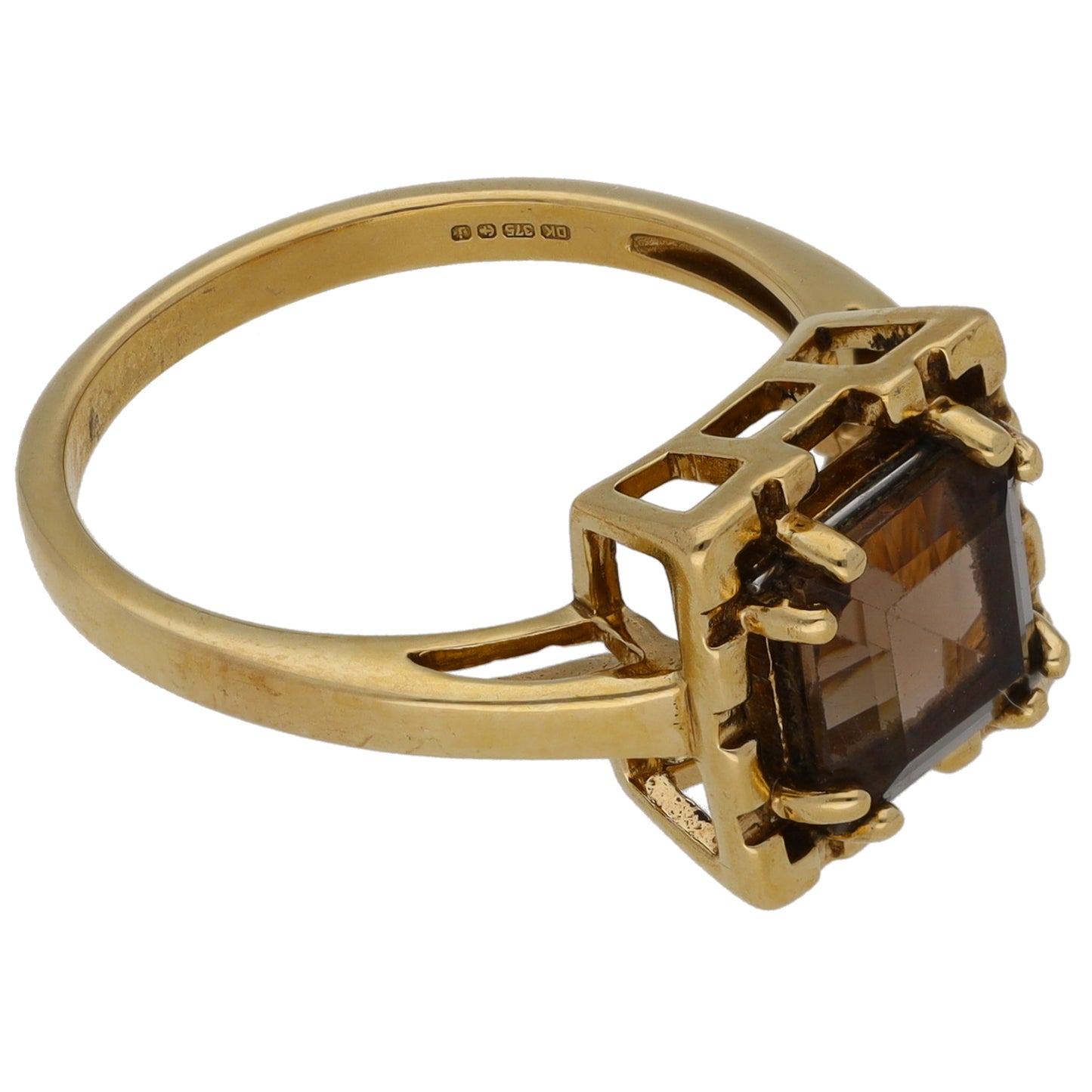 9ct Gold Smoky Quartz Single Stone Ring Size N