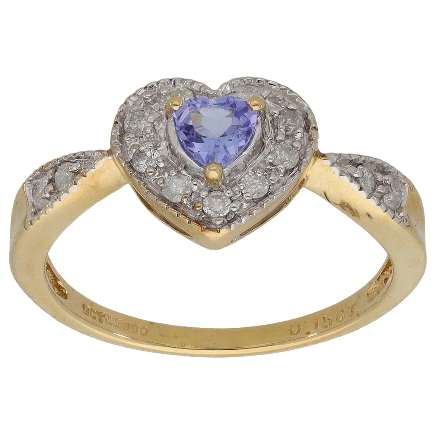 9ct Gold 0.17ct Diamond & Tanzanite Dress/Cocktail Ring Size M