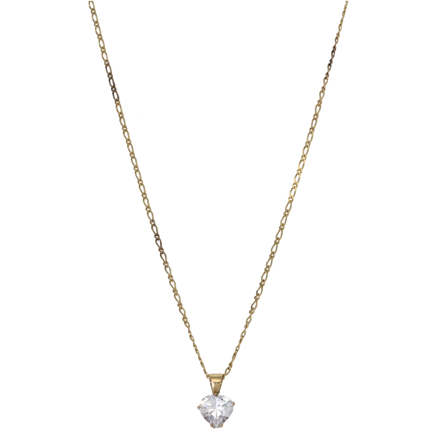 9ct Gold Cubic Zirconia Single Stone Pendant With Chain