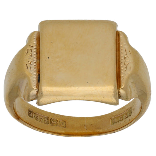 9ct Gold Plain Signet Ring Size R
