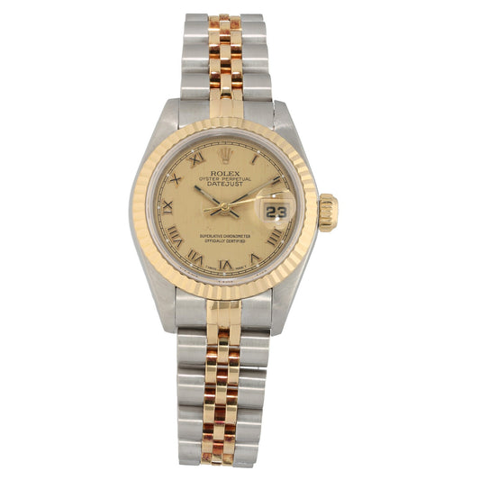 Rolex Lady Datejust 69173, champagne colour dial watch with stainless steel and gold case and bracelet