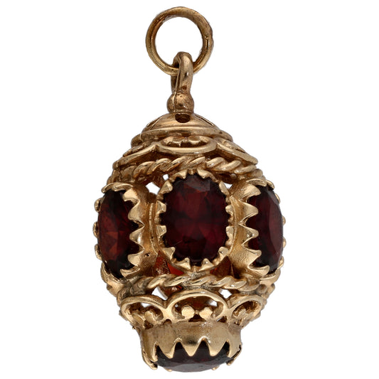 9ct Gold Garnet Fob Pendant