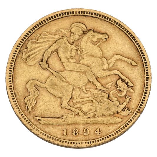 22ct Gold Queen Victoria Half Sovereign Coin 1894