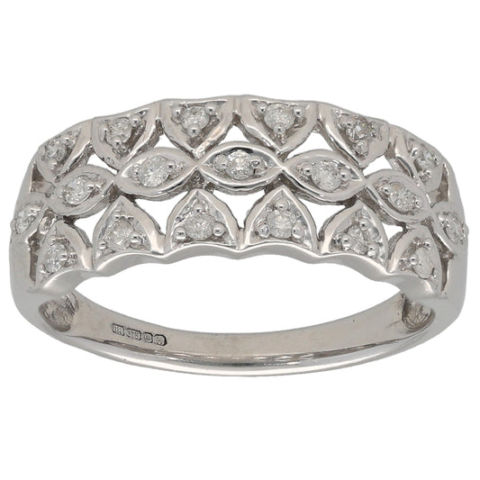 9ct White Gold 0.19ct Diamond Dress/Cocktail Ring Size N