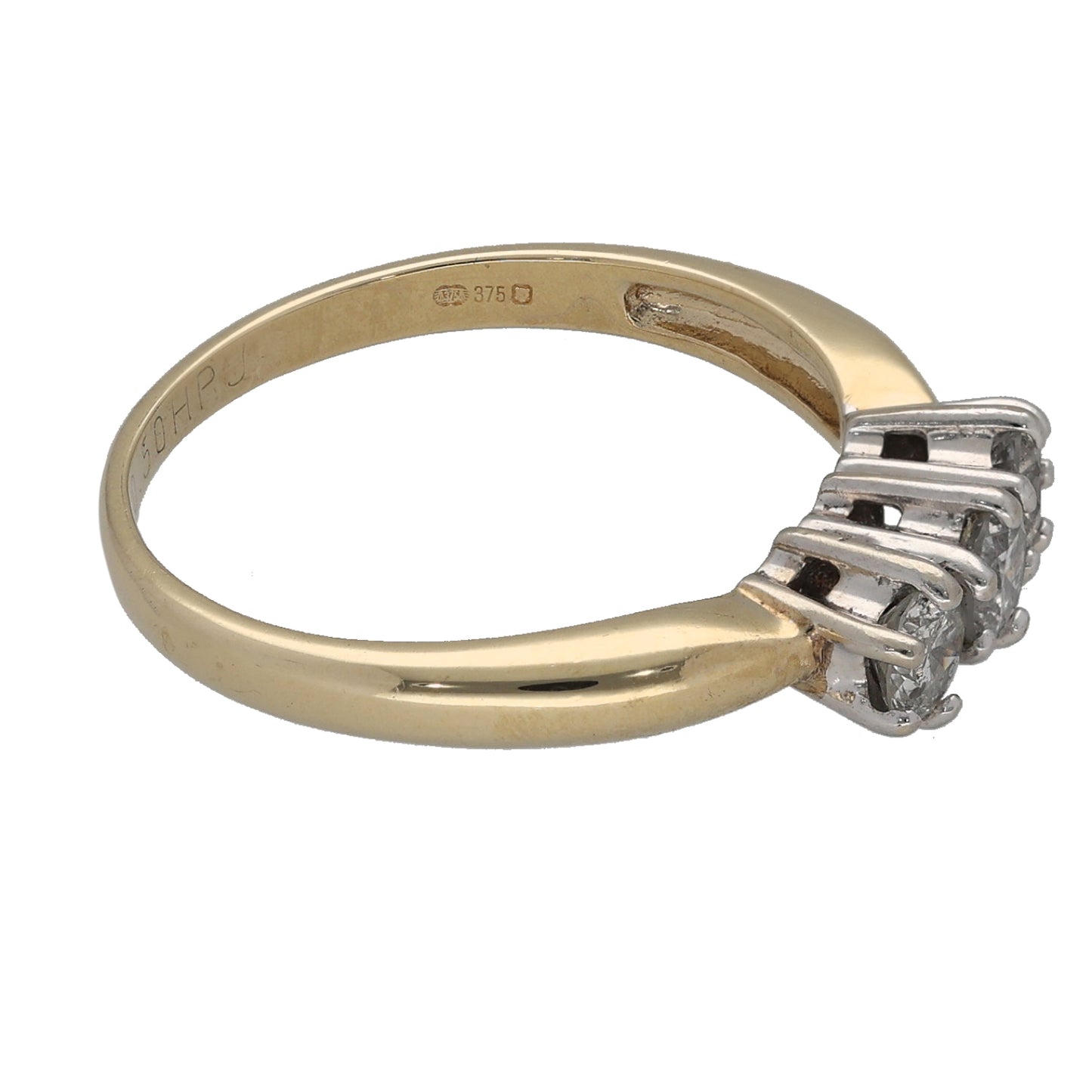 9ct Gold 0.50ct Diamond Trilogy Ring Size M