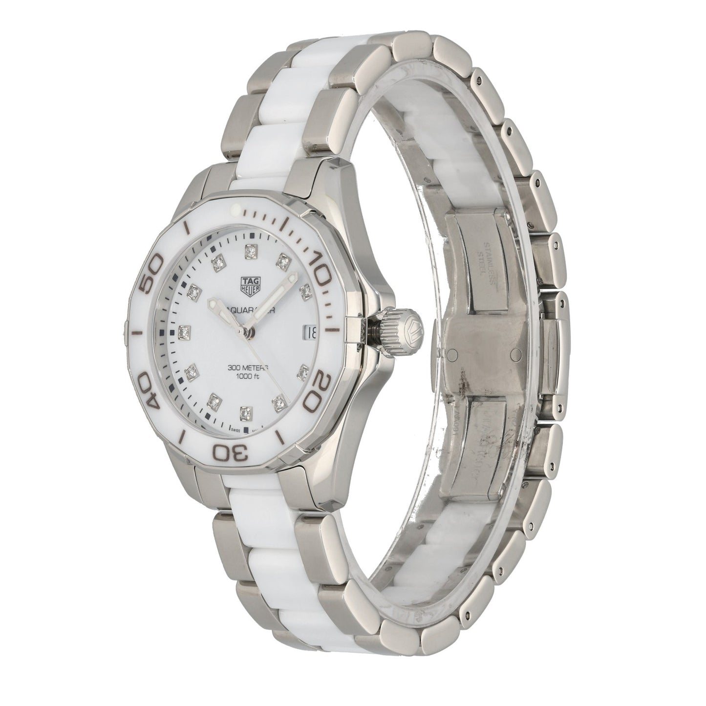 Tag Heuer Aquaracer WAY131D, White Dial, Stainless Steel & Ceramic, Front Angle Image