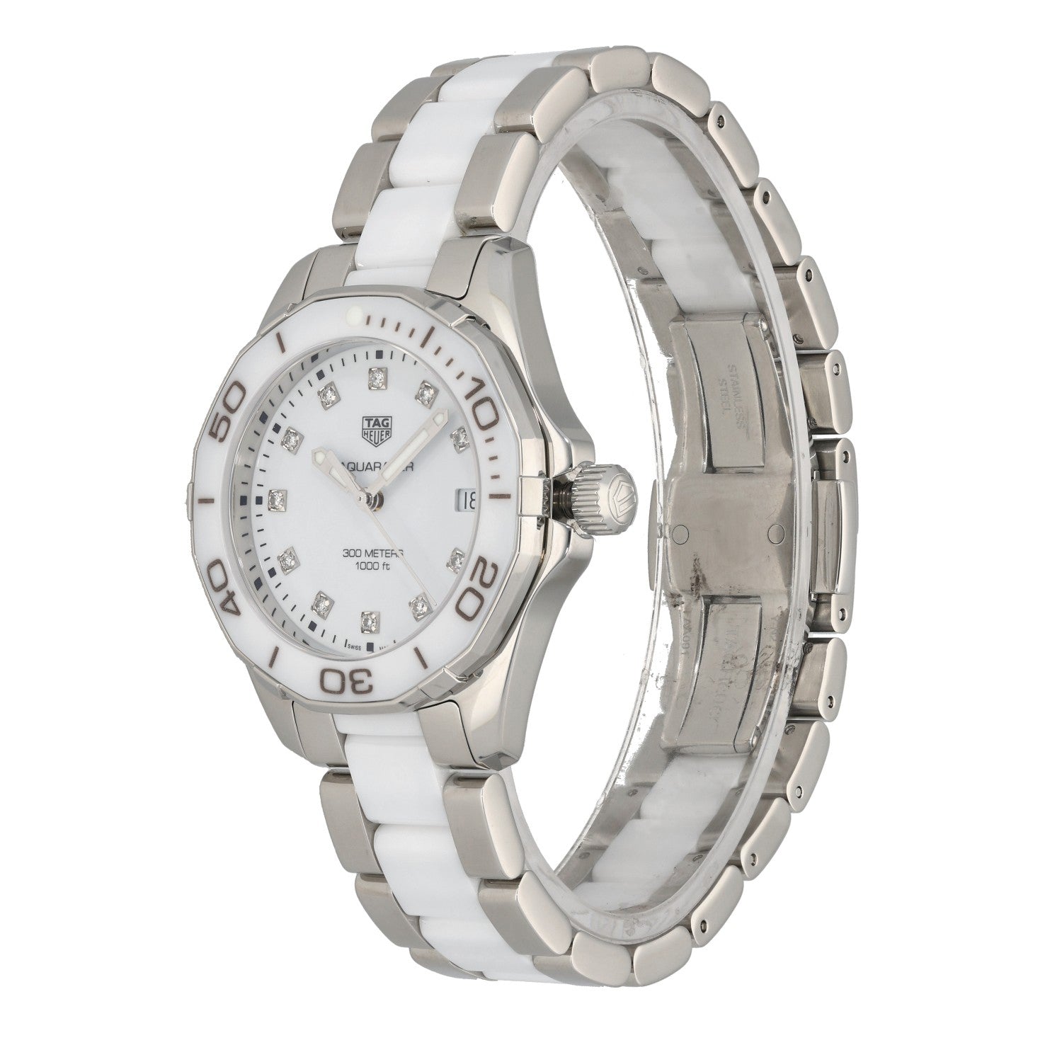 Tag Heuer Aquaracer WAY131D, White Dial, Stainless Steel & Ceramic, Front Angle Image