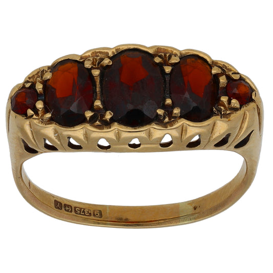 9ct Gold Garnet Half Eternity Ring Size R