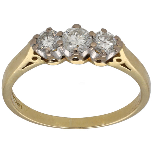 18ct Gold 0.50ct Diamond Trilogy Ring Size N