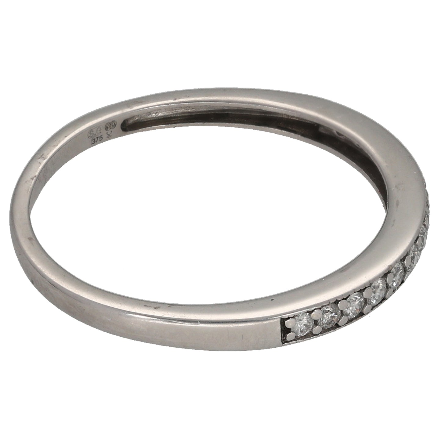 9ct White Gold 0.205ct Diamond Half Eternity Ring Size Q